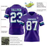 Custom Purple White-Teal Mesh Authentic Football Jersey