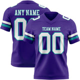 Custom Purple White-Teal Mesh Authentic Football Jersey