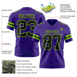 Custom Purple Black-Neon Green Mesh Authentic Football Jersey