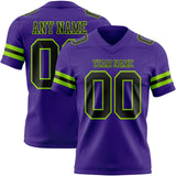 Custom Purple Black-Neon Green Mesh Authentic Football Jersey