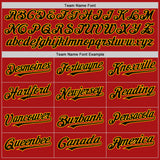Custom Red Black-Gold Mesh Authentic Throwback Baseball Jersey