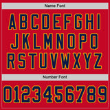 Custom Red Navy-Gold Mesh Authentic Throwback Football Jersey