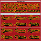Custom Red Black-Gold Hockey Lace Neck Jersey