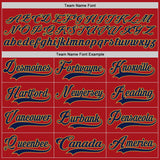 Custom Red Navy-Old Gold Hockey Lace Neck Jersey