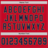 Custom Red Navy-Old Gold Mesh Authentic Throwback Football Jersey