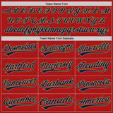 Custom Red Navy-Old Gold Authentic Throwback Baseball Jersey