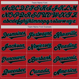 Custom Red Black-Teal Authentic Baseball Jersey