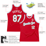 Custom Red Light Blue-Old Gold Authentic Throwback Basketball Jersey
