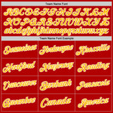 Custom Red White-Gold Authentic Throwback Basketball Jersey