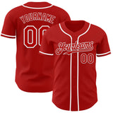 Custom Red White Authentic Baseball Jersey