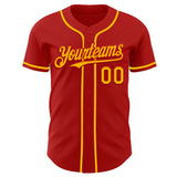 Custom Red Gold Authentic Baseball Jersey