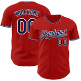 Custom Red Navy-White Authentic Baseball Jersey