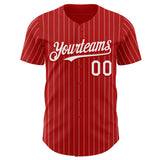 Custom Red White Pinstripe White Authentic Baseball Jersey