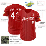 Custom Red White Pinstripe White Authentic Baseball Jersey