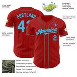 Custom Red Steel Gray Pinstripe Sky Blue Authentic Baseball Jersey