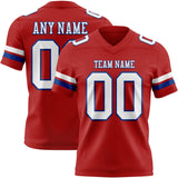 Custom Red White-Royal Mesh Authentic Football Jersey