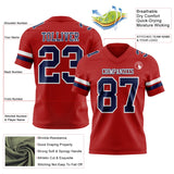 Custom Red Navy-White Mesh Authentic Football Jersey