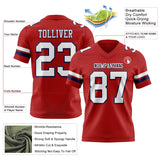 Custom Red White-Navy Mesh Authentic Football Jersey