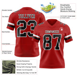 Custom Red Black-White Mesh Authentic Football Jersey