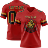 Custom Red Black-Old Gold Mesh Authentic Football Jersey