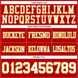 Custom Red White-Gold Mesh Authentic Football Jersey