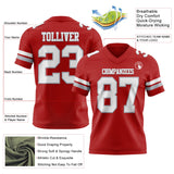 Custom Red White-Gray Mesh Authentic Football Jersey