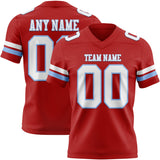 Custom Red White-Light Blue Mesh Authentic Football Jersey