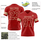 Custom Red Cream Mesh Authentic Football Jersey