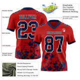 Custom Red Navy-White Splash Mesh Authentic Football Jersey