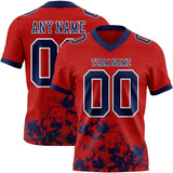 Custom Red Navy-White Splash Mesh Authentic Football Jersey