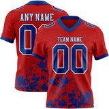 Custom Red Royal-White Splash Mesh Authentic Football Jersey