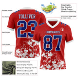 Custom Red Royal-White Splash Mesh Authentic Football Jersey