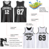 Custom Reversible Black White Double Side Sublimation Basketball Suit Jersey