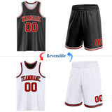 Custom Reversible Black Red-White Double Side Sublimation Basketball Suit Jersey