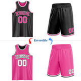 Custom Reversible Black Pink-White Double Side Sublimation Basketball Suit Jersey