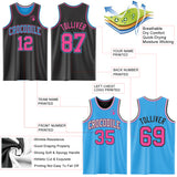 Custom Reversible Black Pink-Sky Blue Double Side Sublimation Basketball Suit Jersey