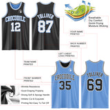 Custom Reversible Black White-Light Blue Double Side Sublimation Basketball Suit Jersey