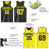 Custom Reversible Black Light Yellow Double Side Sublimation Basketball Suit Jersey
