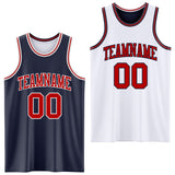 Custom Navy Red-White Reversible Double Side Sublimation Basketball Suit Jersey