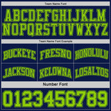 Custom Navy Neon Green Reversible Double Side Sublimation Basketball Suit Jersey