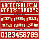 Custom Red White-Old Gold Reversible Double Side Sublimation Basketball Suit Jersey