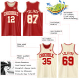 Custom Reversible Red Cream Double Side Sublimation Basketball Suit Jersey