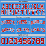 Custom Reversible Red White-Powder Blue Double Side Sublimation Basketball Suit Jersey