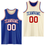 Custom Reversible Royal White-Red Double Side Sublimation Basketball Suit Jersey