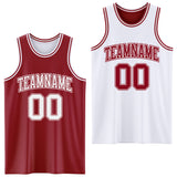 Custom Reversible Maroon White Double Side Sublimation Basketball Suit Jersey