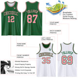 Custom Reversible Kelly Green Medium Pink Double Side Sublimation Basketball Suit Jersey