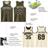 Custom Reversible Olive Black-Cream Double Side Salute To Service Sublimation Basketball Suit Jersey