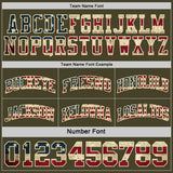 Custom Reversible Olive Vintage USA Flag Cream-Red Double Side Salute To Service Sublimation Basketball Suit Jersey