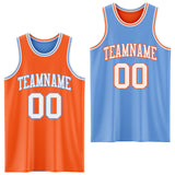 Custom Reversible Orange White-Light Blue Double Side Sublimation Basketball Suit Jersey