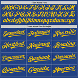 Custom Royal Yellow Mesh Authentic Throwback Baseball Jersey